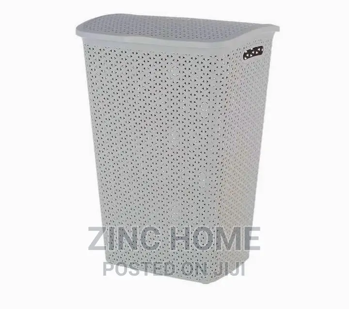 Curver Rattan Hamper Lid - 55lt Grey