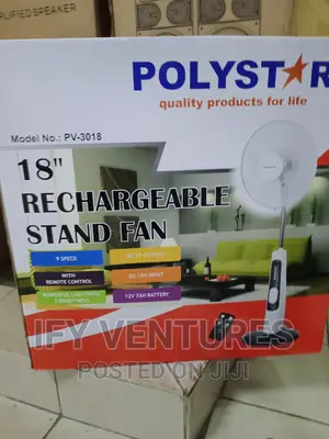 18" Polystar Rechargeable Fan With LED Light