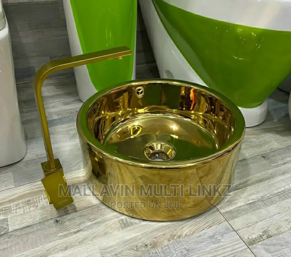 Gold Ceramic Pedicure Bowl With Faucets