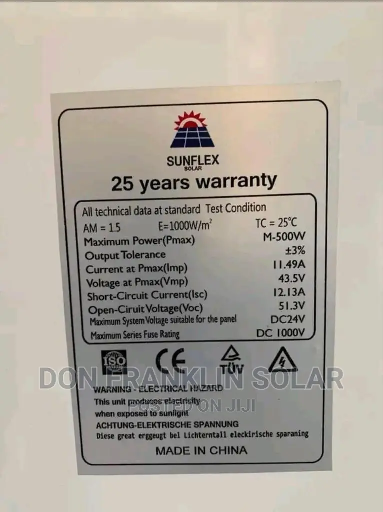 500watts Sunflex Mono Brand New Solar Panel