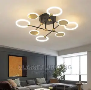 Living Room Modern Chandeliers 2023 Gold Black Ceiling Lamp