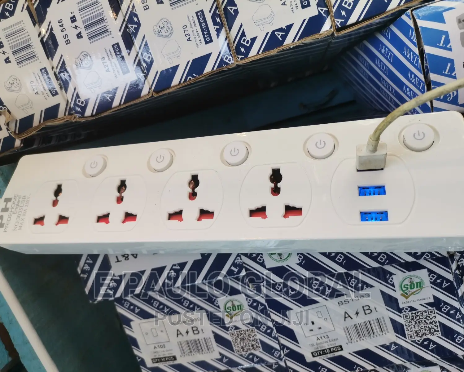 4ways Extension Socket With 3 USB POT