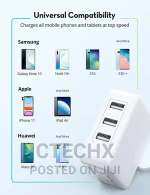 Photo - 30W Fast Charge USB Plug Charger USB Wall Chargers 3-Port