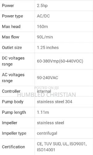 2.5hp Samking Sollar Pump AC-DC