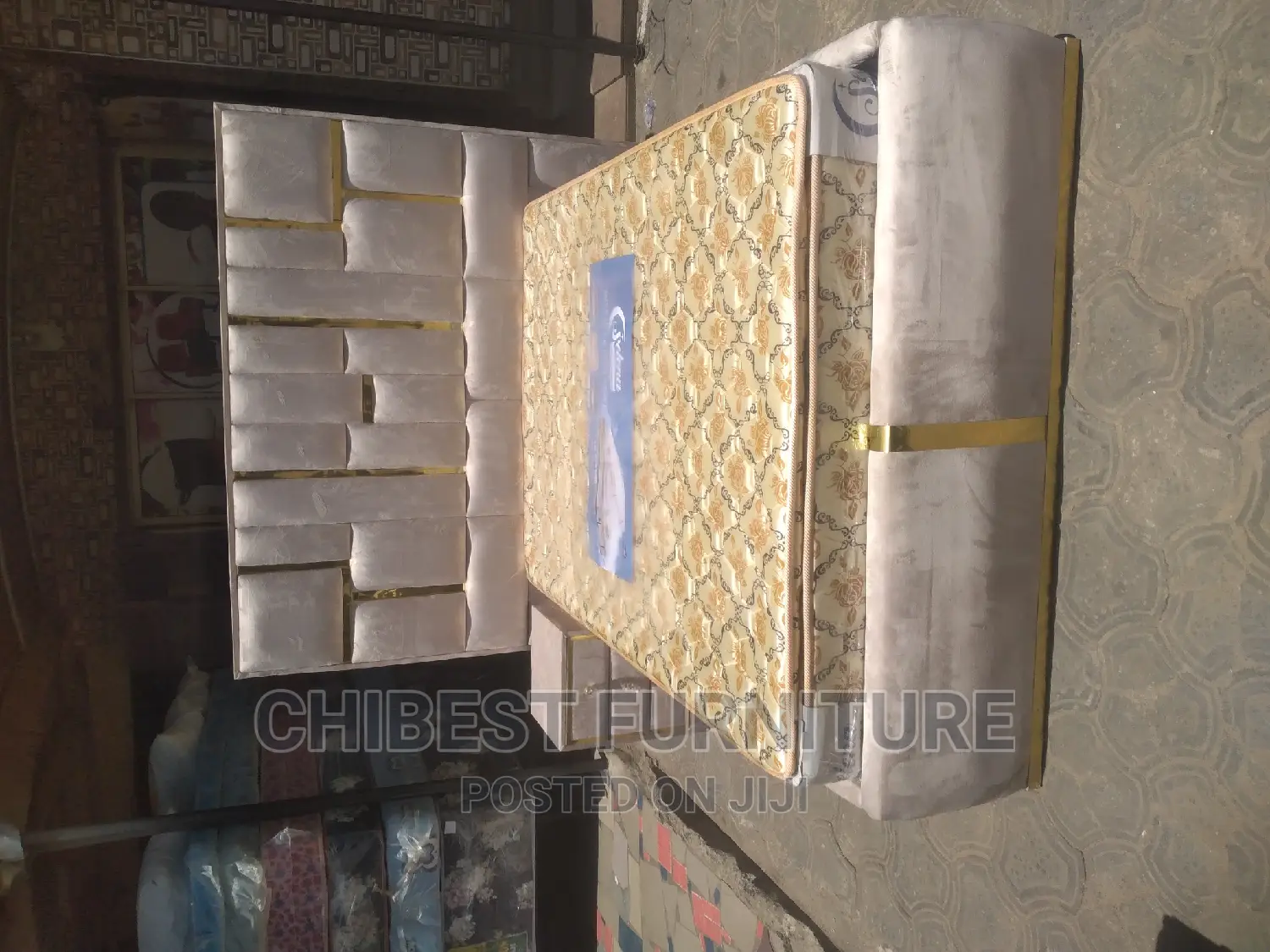 Quality 4.5by6 Upholstery Padded Bed Frame With One Bed Side