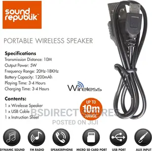Sound Republik Wireless Pill Shaped Bluetooth Speaker Black