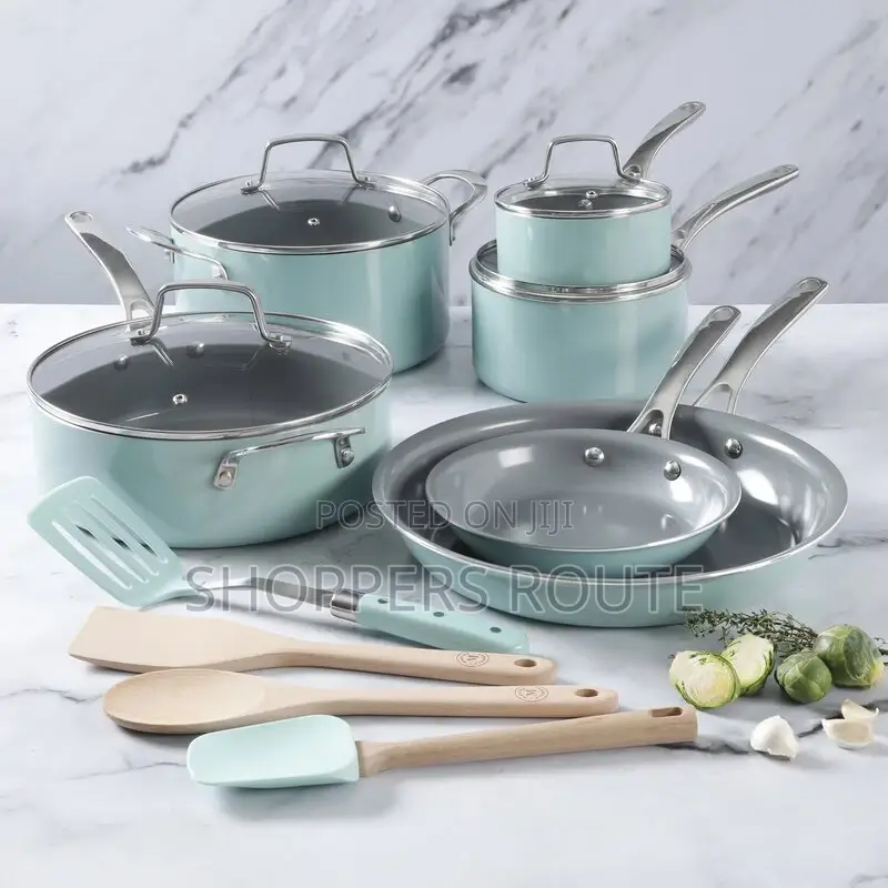 Martha Stewart 14-Piece Gray Ceramic Interior Cookware Set