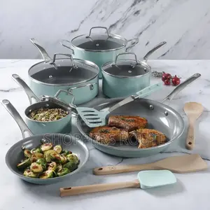Martha Stewart 14-Piece Gray Ceramic Interior Cookware Set