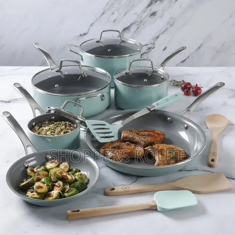 Martha Stewart 14-Piece Gray Ceramic Interior Cookware Set
