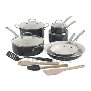 Martha Stewart 14-Piece Gray Ceramic Interior Cookware Set