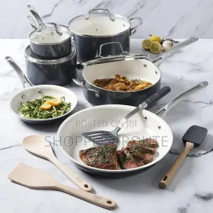 Martha Stewart 14-Piece Gray Ceramic Interior Cookware Set