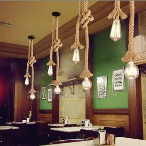 Edison E27 Vintage Chandelier Lamp American Retor Hemp Rope