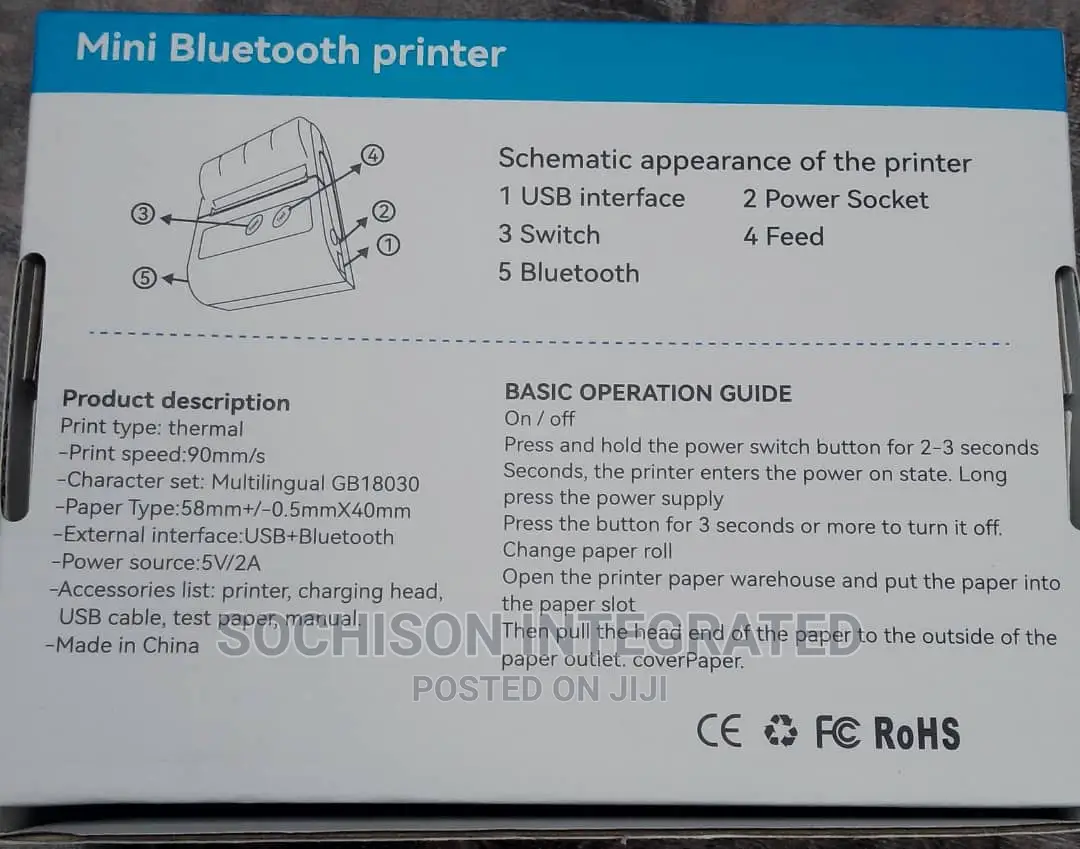 Mini Bluetooth 58mm Receipt Printer
