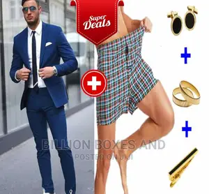 Quality Wedding Suit Navy Blue Plus Gifts