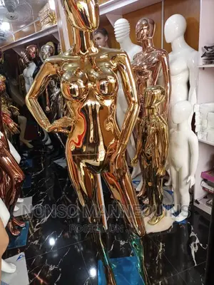 Size 8 Gold Chrome Female Mannequin With Size 10 Breast