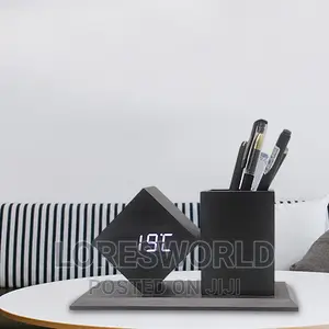 Photo - Wooden Alarm Clock And Pen Holder