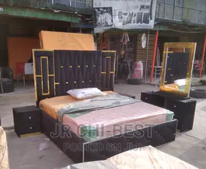 Set of Fully Padded Wooden Upholstery 6 by 6 Bedframe Set