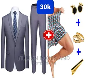 Quality Wedding Suit Gray Plus Gifts