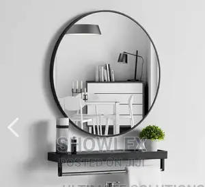 Mirror With Frame Black Round