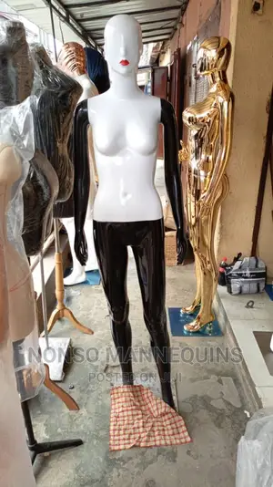 Glossy Black and Glossy White Size 8 Body Female Dummy