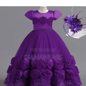 Purple Ceremonial Ball Gown With Hair Accessories