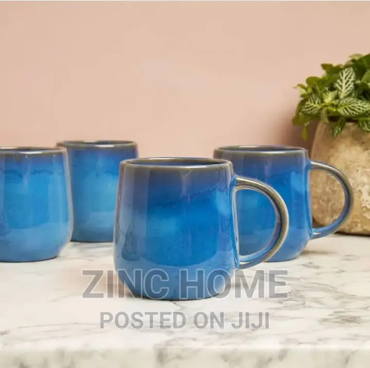 Sabichi Reactive Glaze Blue 4pc Mug Set
