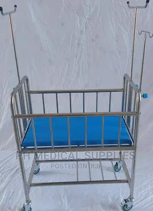 Stainless Baby Cot With Mattress