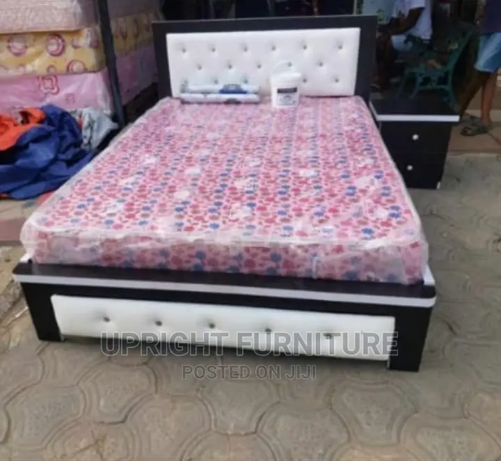 Padded Bedframe 4 And Half By 6 With One Side Drawer