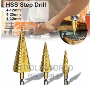 HSS Titanium Step Cone Drill Bit High Speed Steel Wood Steel