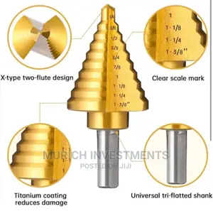 4-32mm HSS Hex Shank Titanium Coated Stepped Cone Drill Bits