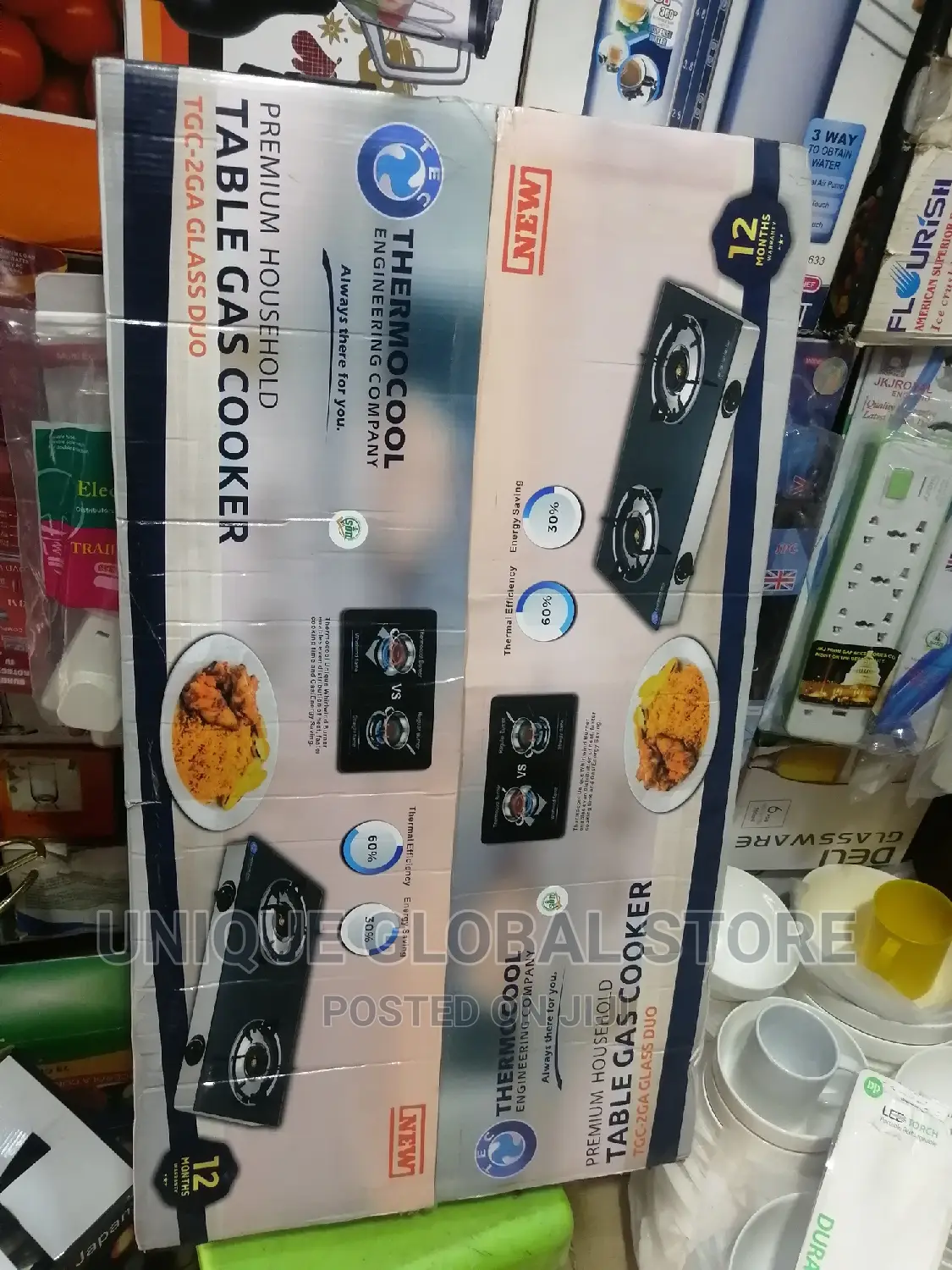 Thermocool Table Glass Top Gas Cooker 2 Burner