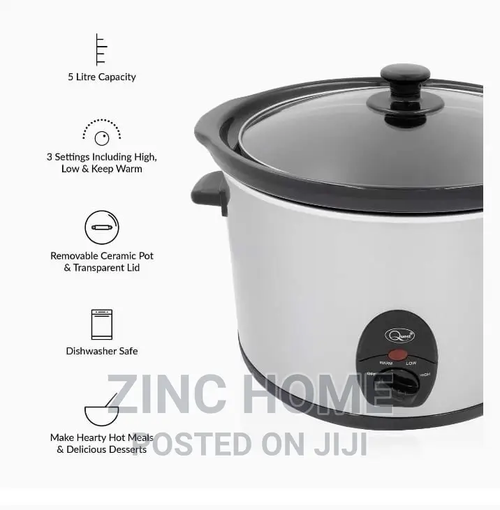 Quest Stainless Steel Slow Cooker - 5ltr