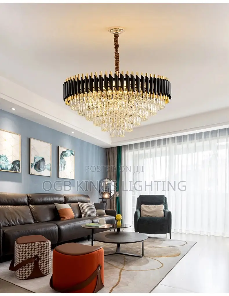 Modern Living Room Black Crystal Chandelier Lighting