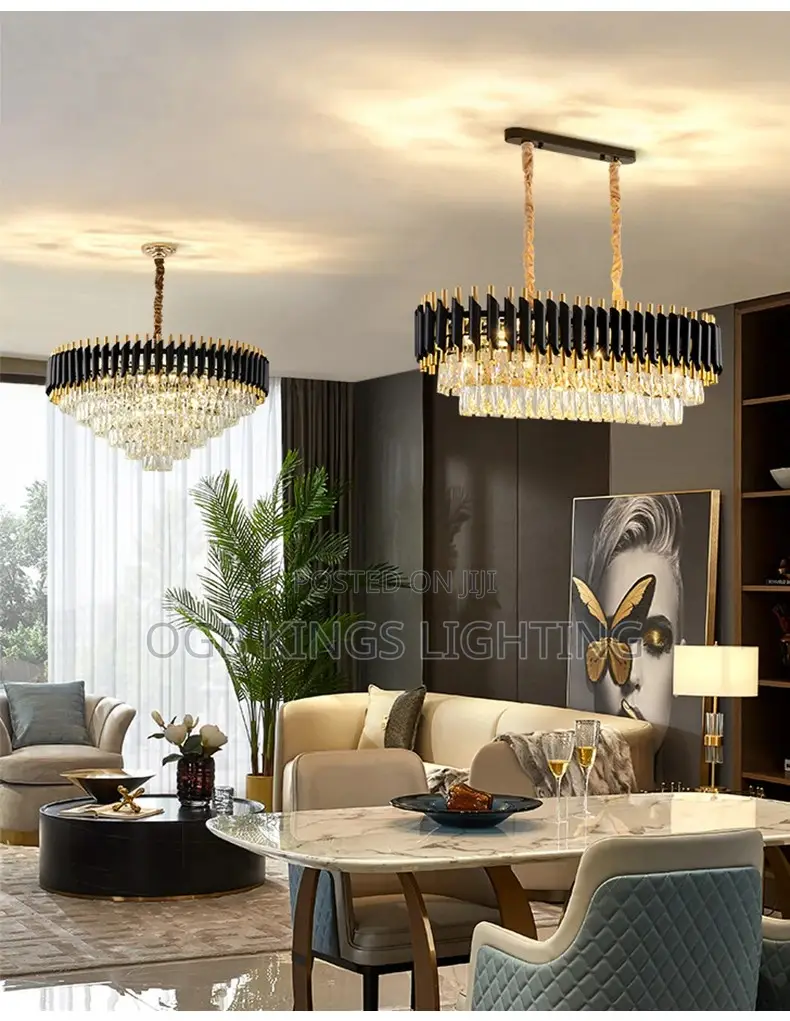 Modern Living Room Black Crystal Chandelier Lighting