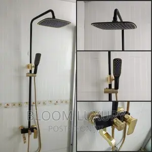 Gold+Black Luxury Surface Rainfall Shower 100%Brass