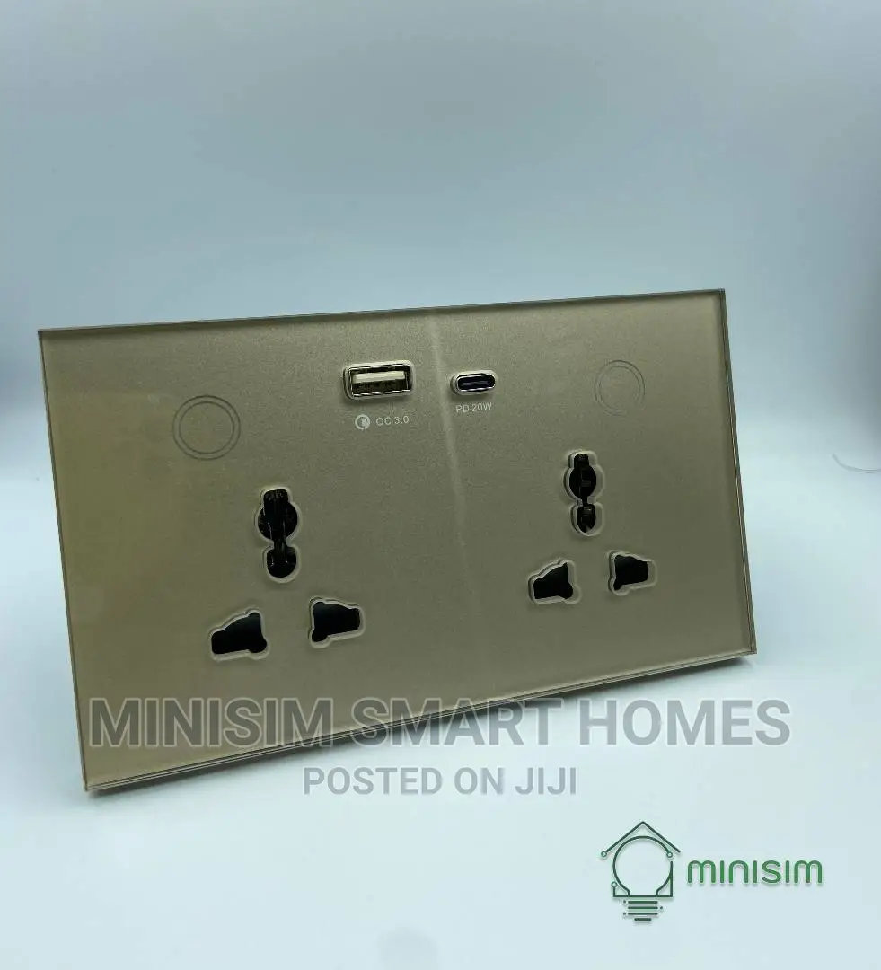 Double Smart Socket With Usb - Luxury Crystal Glass Panel