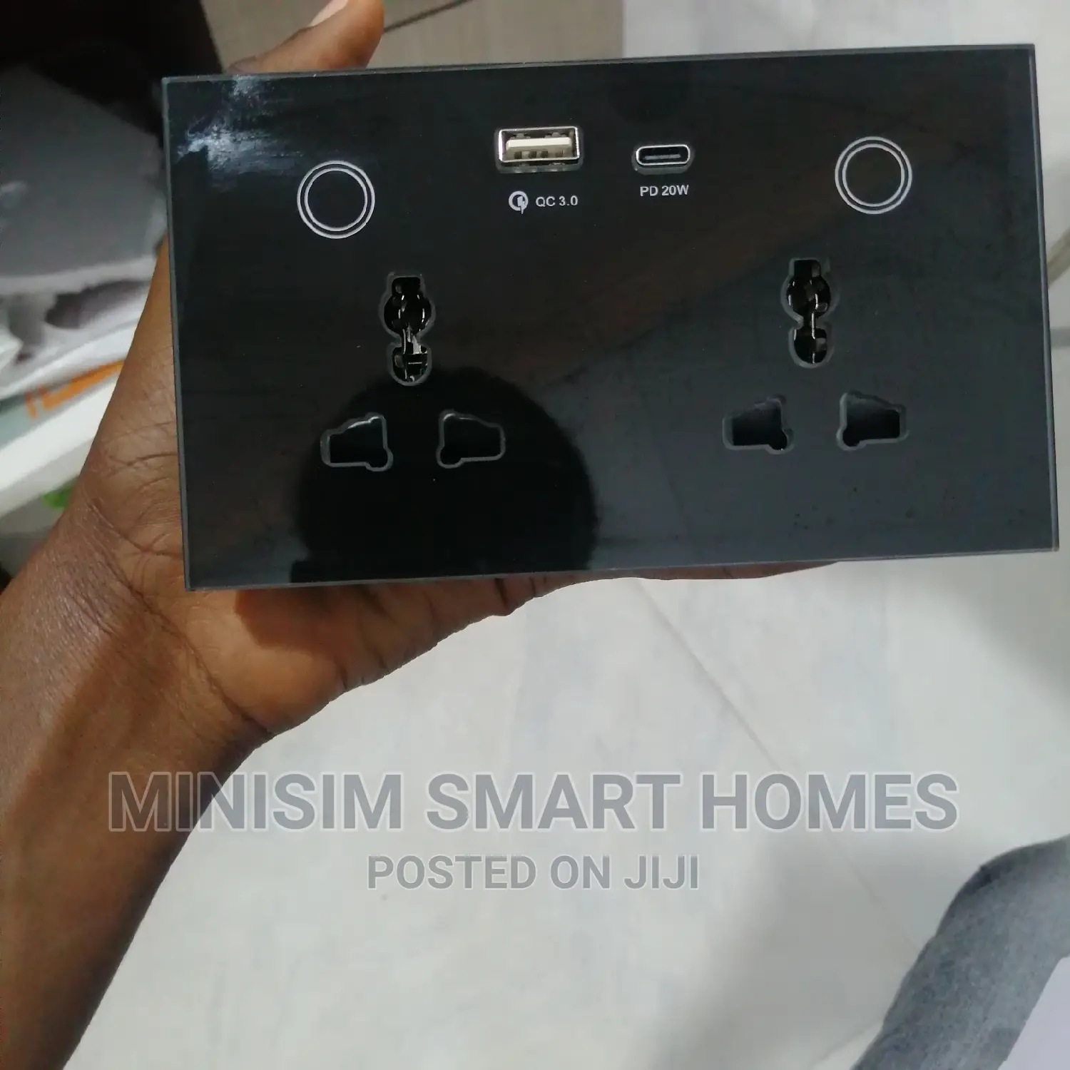 Double Smart Socket With Usb - Luxury Crystal Glass Panel