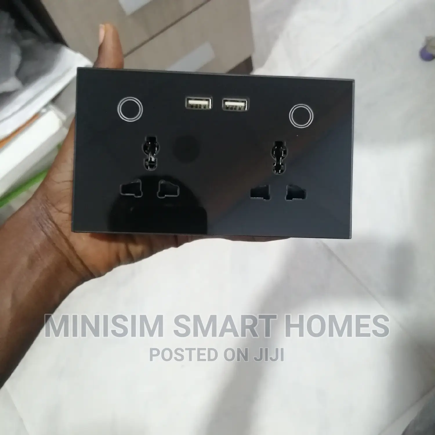 Double Smart Socket With Usb - Luxury Crystal Glass Panel