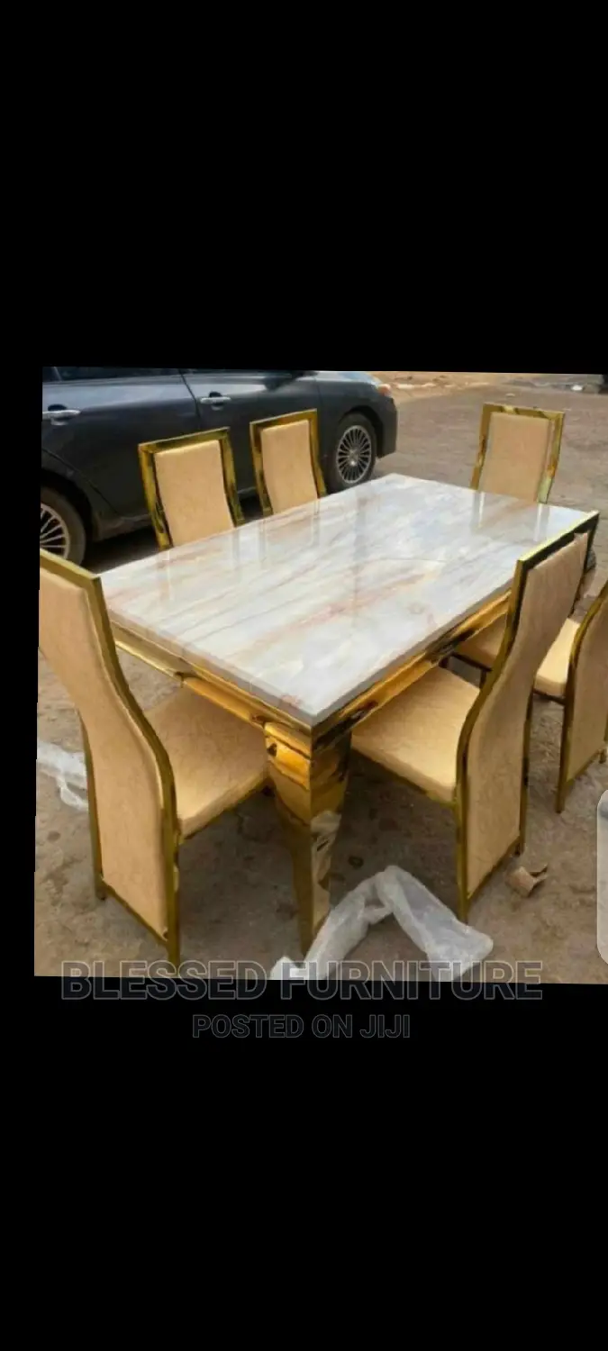 Marble Dining With Gold Frame