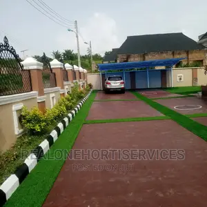 Concrete Stamped Floor With Artificial Green Border