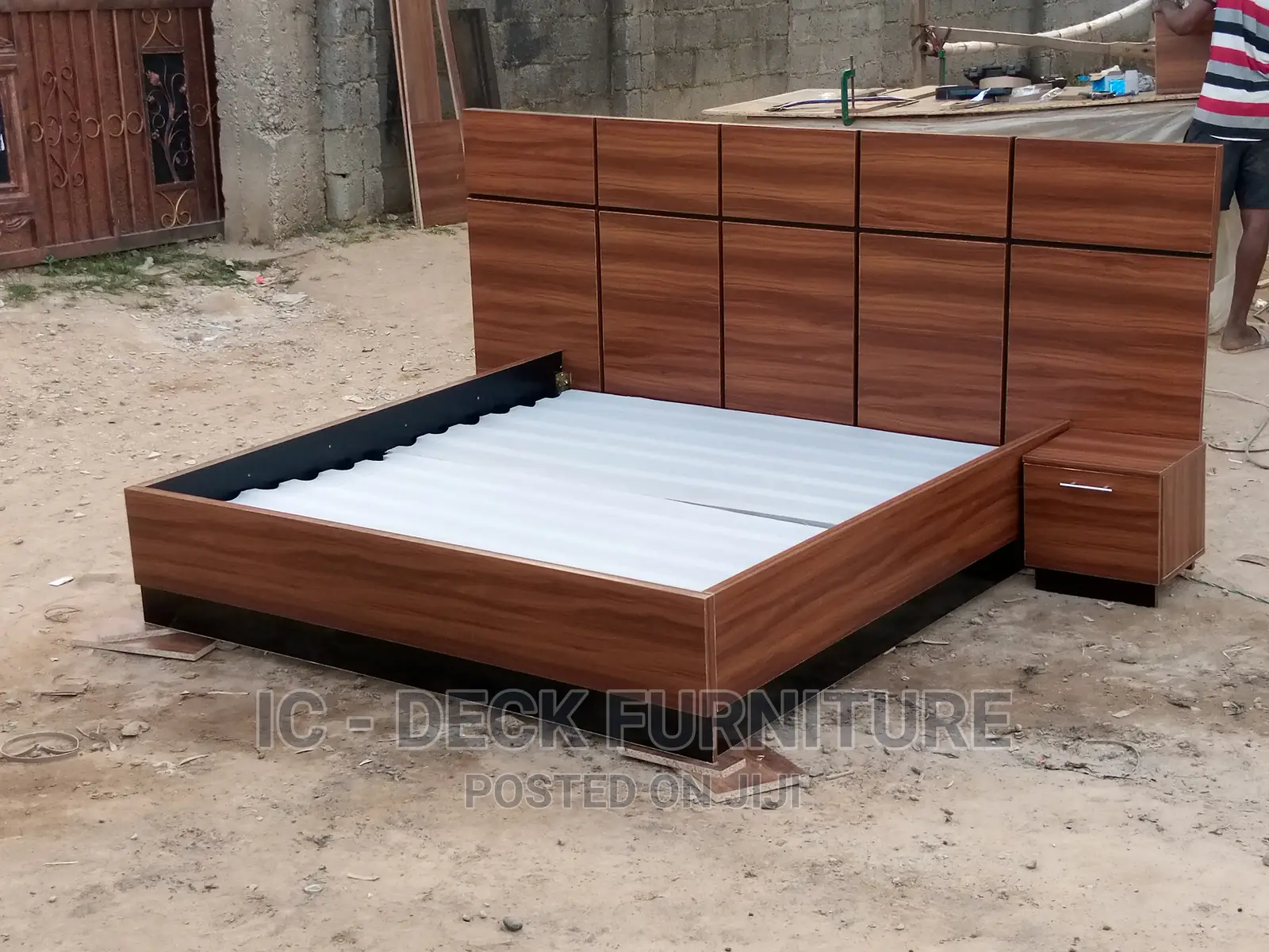 BDF24 King Size 6x6ft Double Panel Bed Frame + 2 Side Drawer
