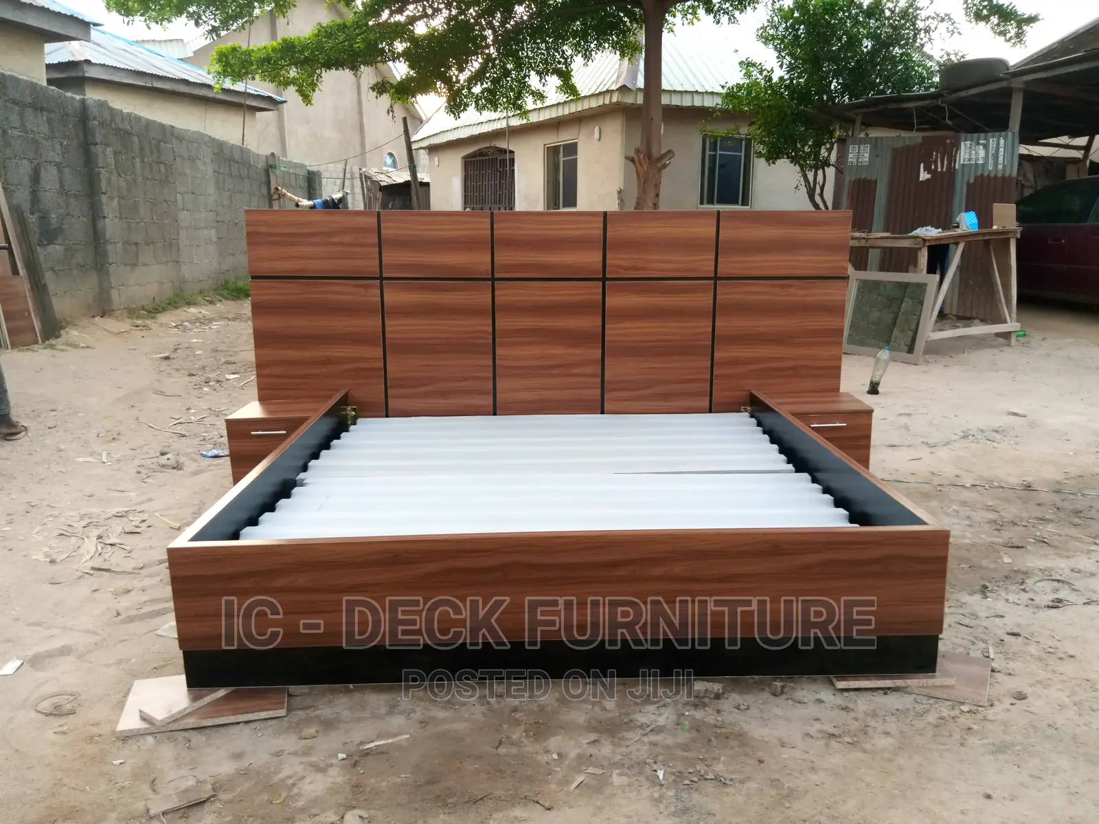 BDF24 King Size 6x6ft Double Panel Bed Frame + 2 Side Drawer