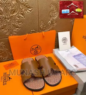 Original Hermes Leather Slipers