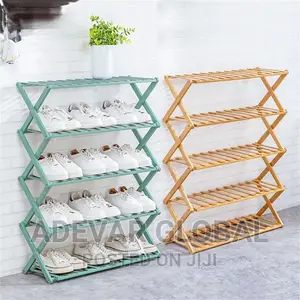 5 Steps Layers Foldable Bamboo Shoe Rack