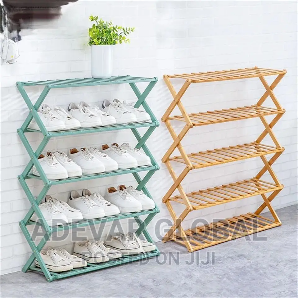 5 Steps Layers Foldable Bamboo Shoe Rack