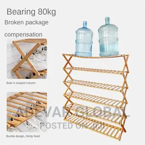 5 Steps Layers Foldable Bamboo Shoe Rack
