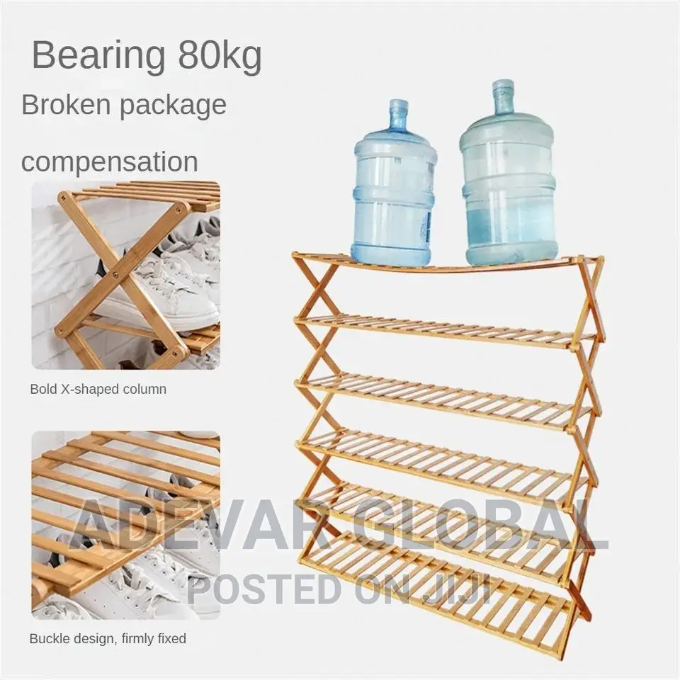 5 Steps Layers Foldable Bamboo Shoe Rack