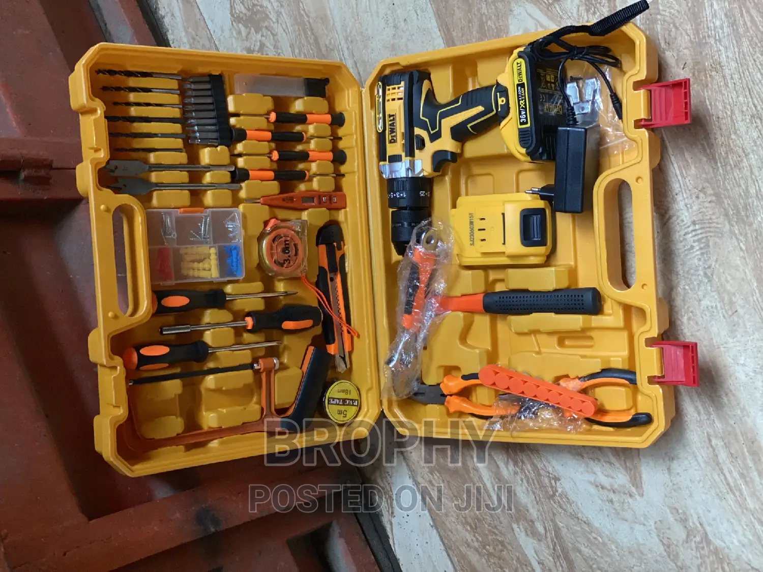 Complete Set of Tools Box and Dewalt Cordless Drill Machine