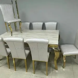 Italian Unique Gold Dining Tables With 6 Chairs