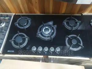 5 Burner Cabinet Built-in Tempted Glass Top Gas Cooker